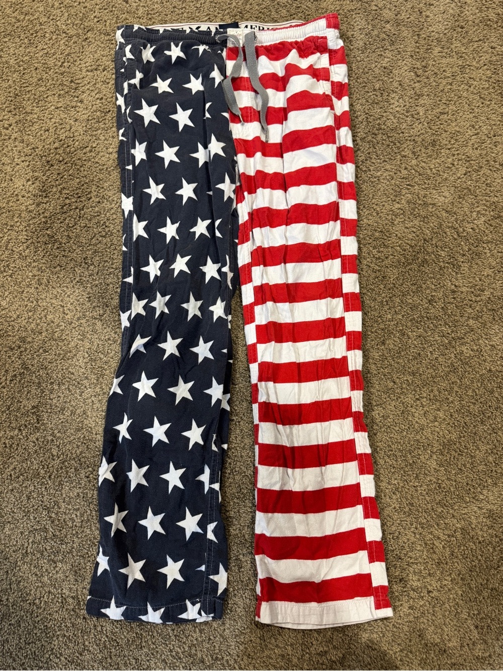 Men’s 100% Cotton American Flag Pajama Pants—Large